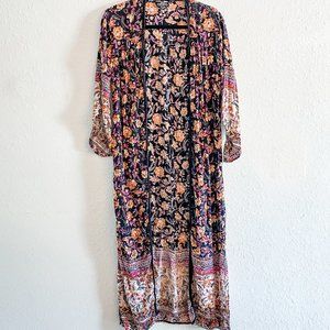 Long Sleeve Floral Kimono